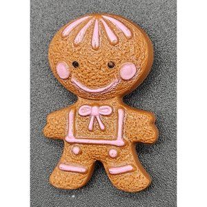 Avon Glace Pin with perfume Gingerbread Pink Frosting Christmas 2"x1.25" 1972